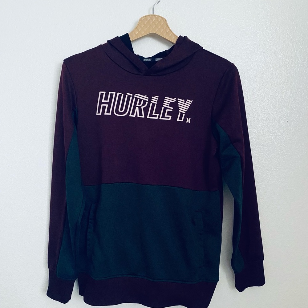 Hurley Kids Hoodie - Burgundy and Dark Grey